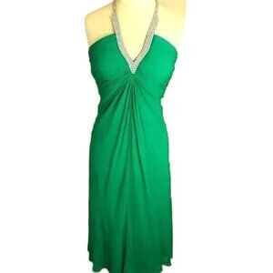 Vintage Silk Dress Halter Diamond Jeweled Niteline Formal Evening Cocktail Party